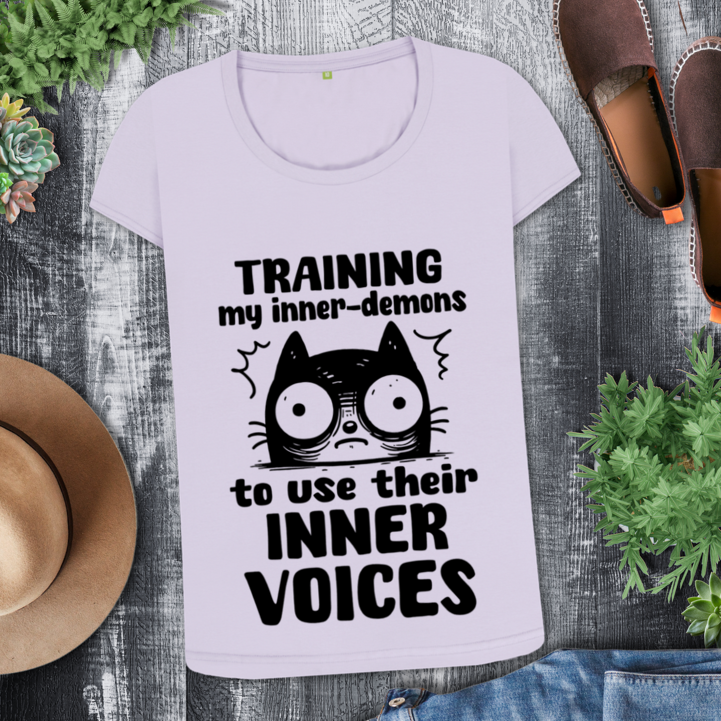 Women's Mental Health Awareness "Training my inner denons..." Elegant 'Bodysuit' T-Shirt in Premium, Certified Quality │ Caccao