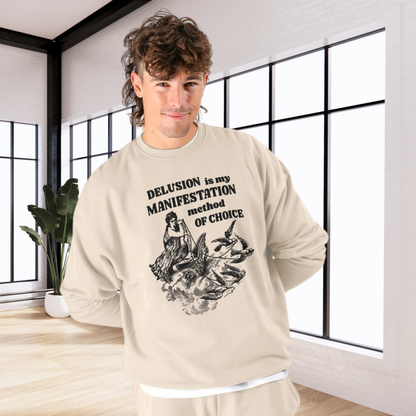 Unisex Funny Vintage "Delusion is my Manifestation Method of Choice" Organic Cotton Hoodie │ Caccao
