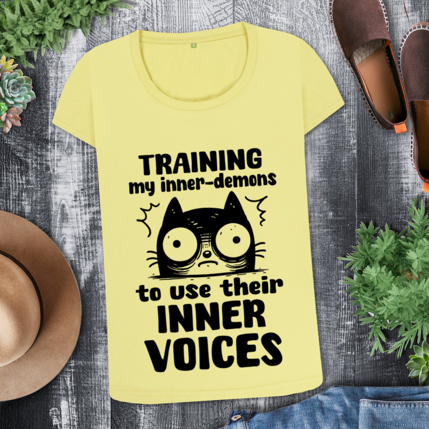 Women's Mental Health Awareness "Training my inner denons..." Elegant 'Bodysuit' T-Shirt in Premium, Certified Quality │ Caccao