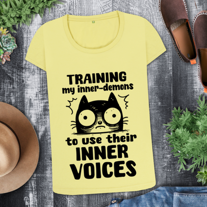 Women's Mental Health Awareness "Training my inner denons..." Elegant 'Bodysuit' T-Shirt in Premium, Certified Quality │ Caccao