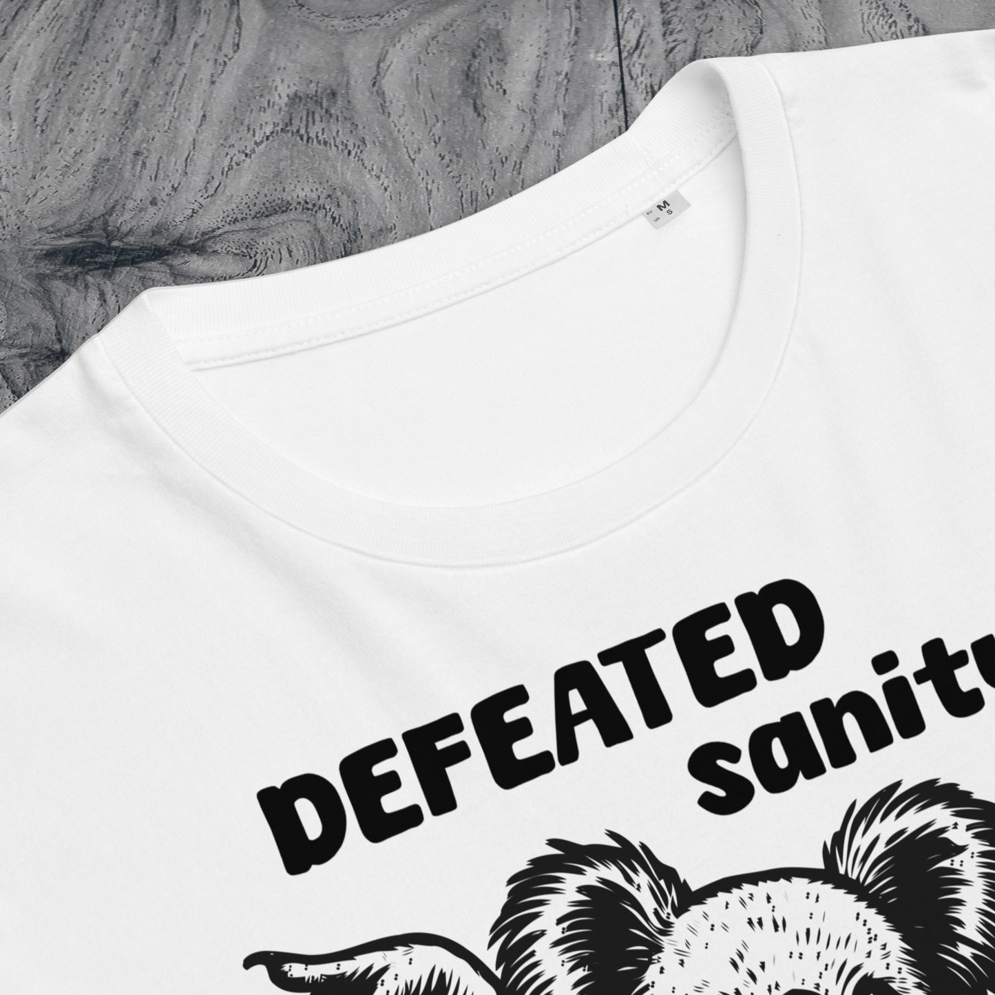 Unisex Organic Cotton "Defeated Sanity" T-Shirt in Premium Certified Quality⎜Caccao