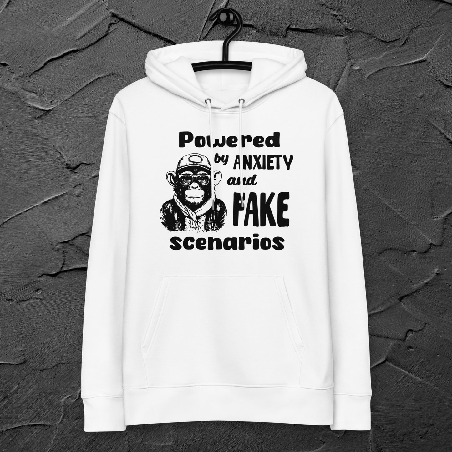 Eco Organic Vegan Monkey Anxiety Hoodie – Funny Design for Stylish Self-Awareness