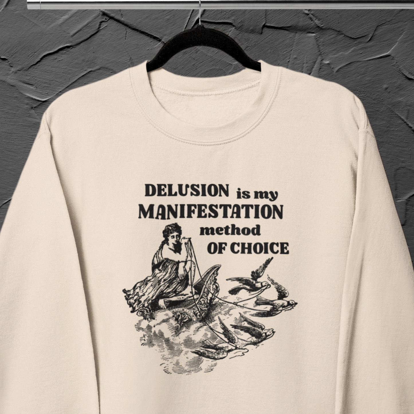 Unisex Funny Vintage "Delusion is my Manifestation Method of Choice" Organic Cotton Hoodie │ Caccao