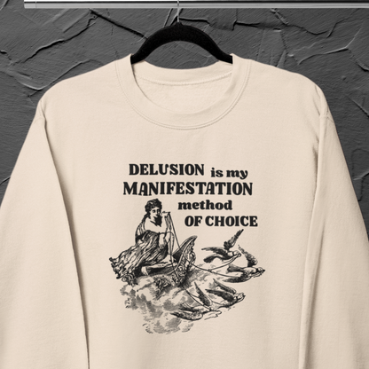 Unisex Funny Vintage "Delusion is my Manifestation Method of Choice" Organic Cotton Hoodie │ Caccao