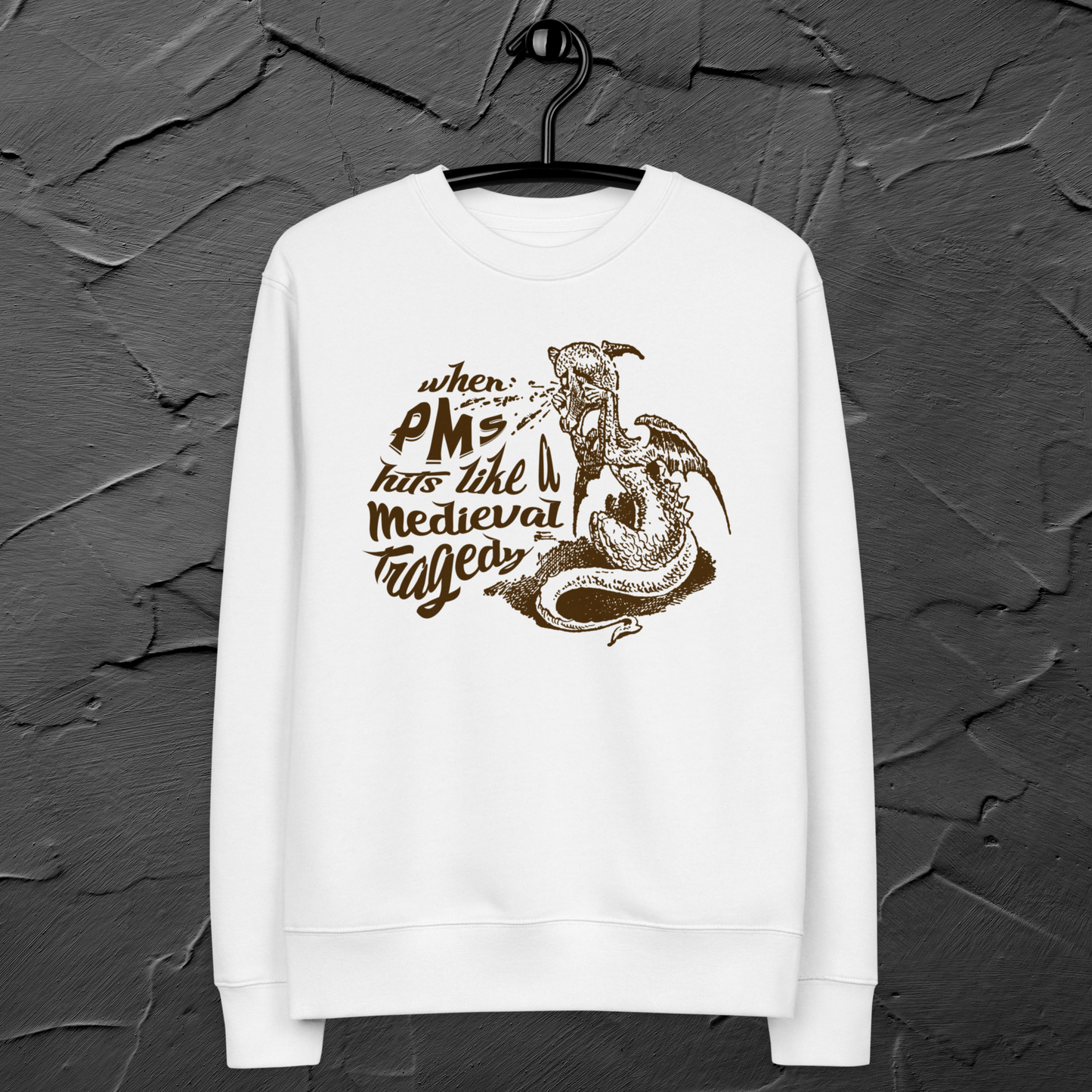 Natural Cotton Vintage PMS Hoodie in Medieval Tragedy Style⎜Caccao