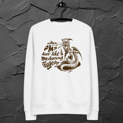 Natural Cotton Vintage PMS Hoodie in Medieval Tragedy Style⎜Caccao
