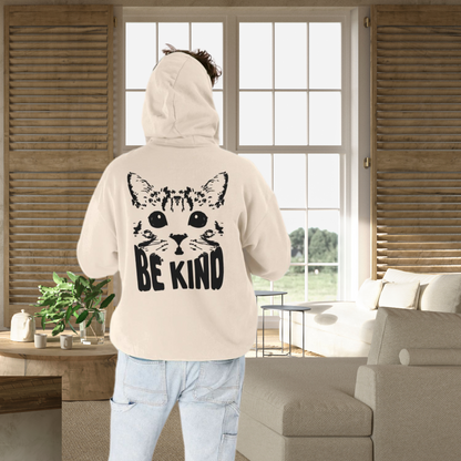 Unisex Vegan "Be Kind" Hoodie Made of Organic Cotton in Premium Fair Trade Quality: Kindness Has a Cat Face⎜Caccao