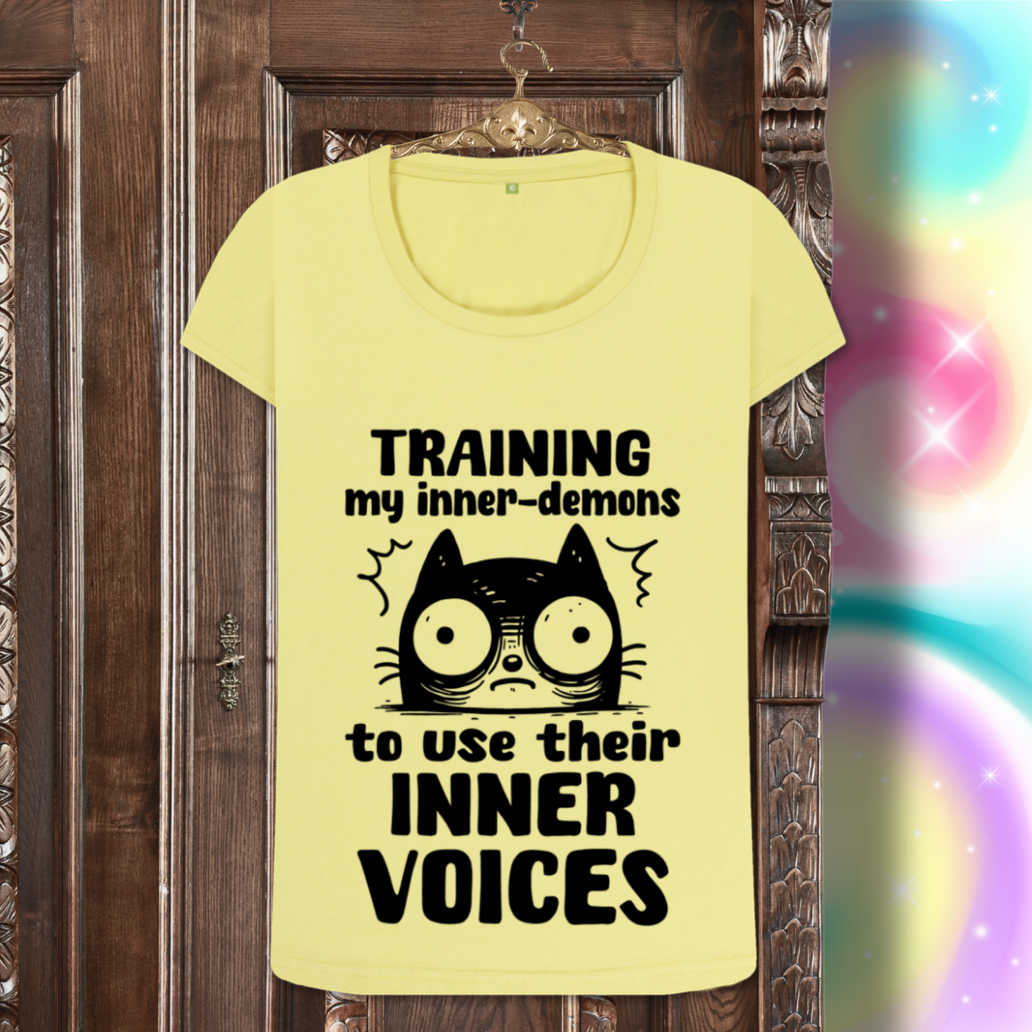 Women's Mental Health Awareness "Training my inner denons..." Elegant 'Bodysuit' T-Shirt in Premium, Certified Quality │ Caccao