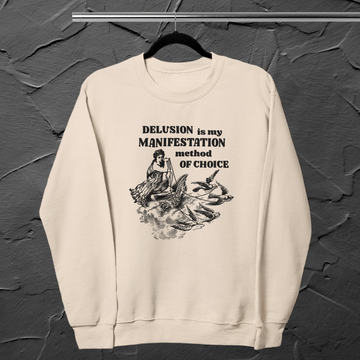Unisex Funny Vintage "Delusion is my Manifestation Method of Choice" Organic Cotton Hoodie │ Caccao