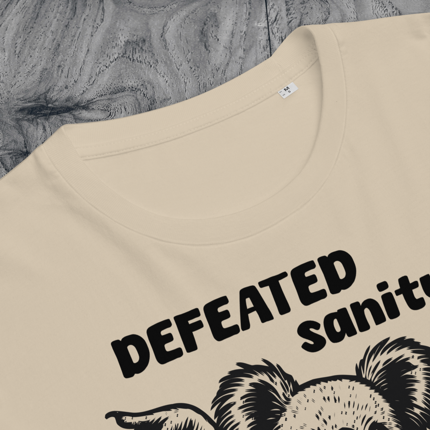 Unisex Organic Cotton "Defeated Sanity" T-Shirt in Premium Certified Quality⎜Caccao