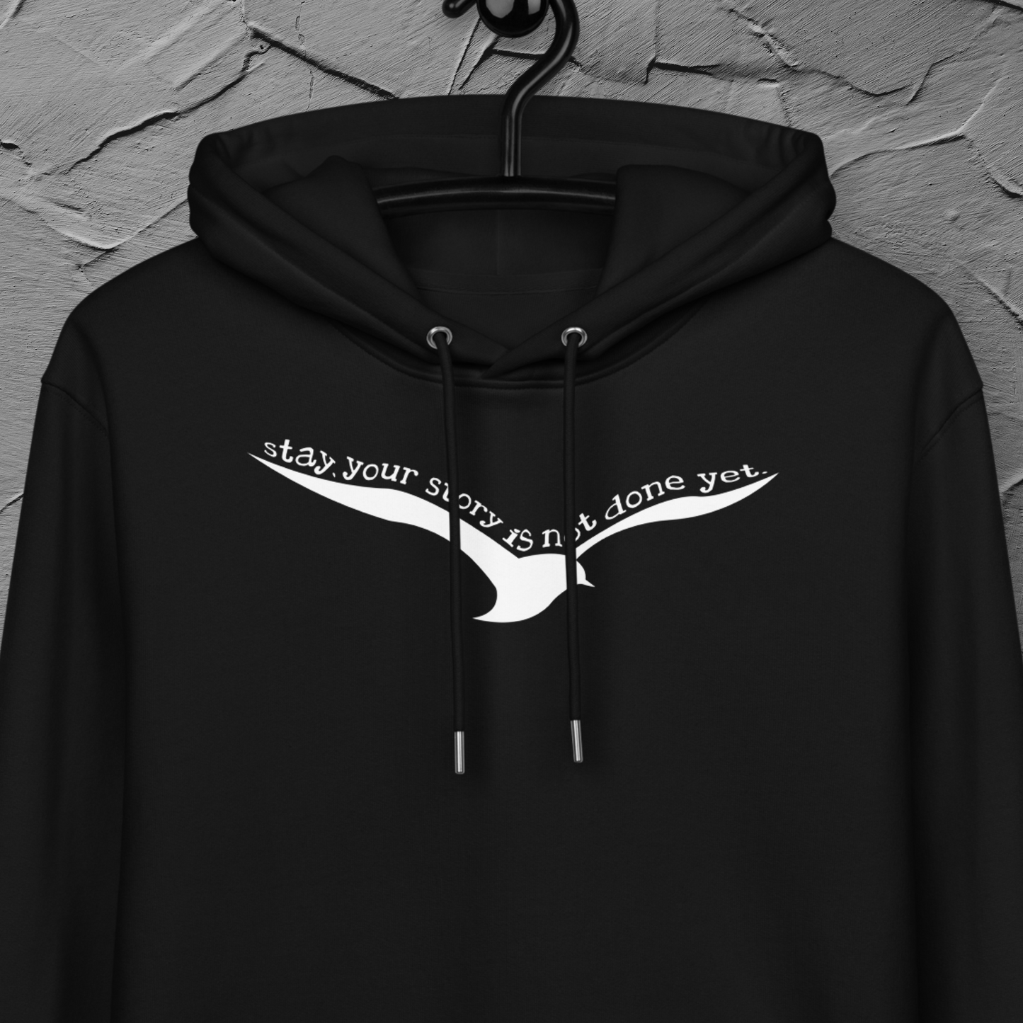 The Power to Keep Going: Motivational "Stay." Premium Eco Hoodie Made of Organic Cotton │ Caccao