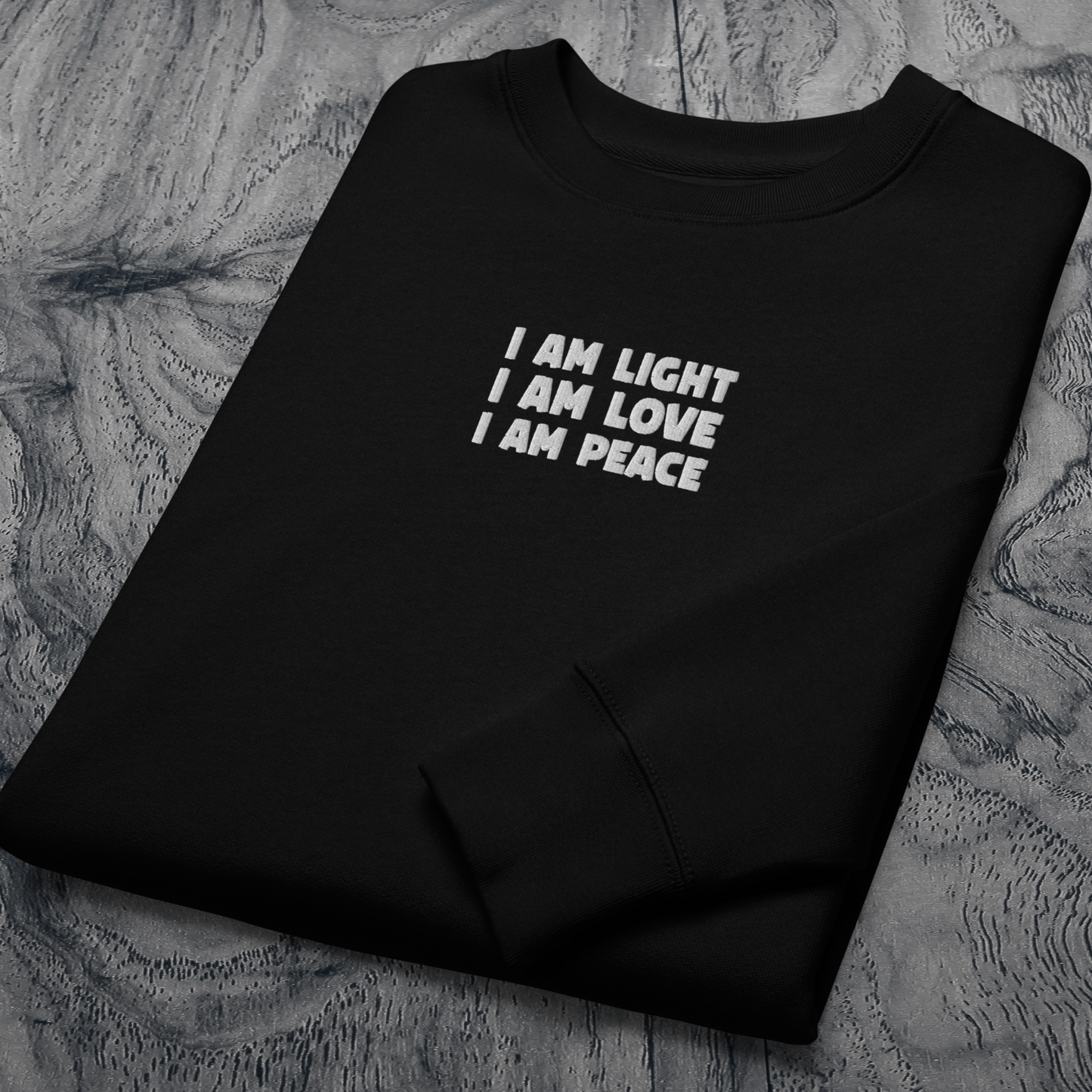 Unisex Eco Manifesto "I am Love, I am Light, I am Peace" Hoodie with Embroidery - Law of Attraction, Organic Cotton &amp; Fair Trade │ Caccao