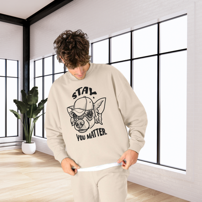 Uni Oversized Green "Stay. You Matter." Organic Cotton Sweatshirt in Certified Fair Trade &amp; Renewable Quality⎜Caccao