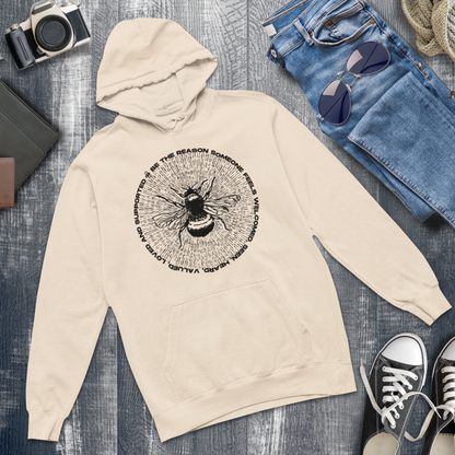 Unisex Ecological Hoodie 'Be the Reason' Organic Cotton Sweatshirt with Bee and Kindness Motif in Top Certified Quality│ Caccao