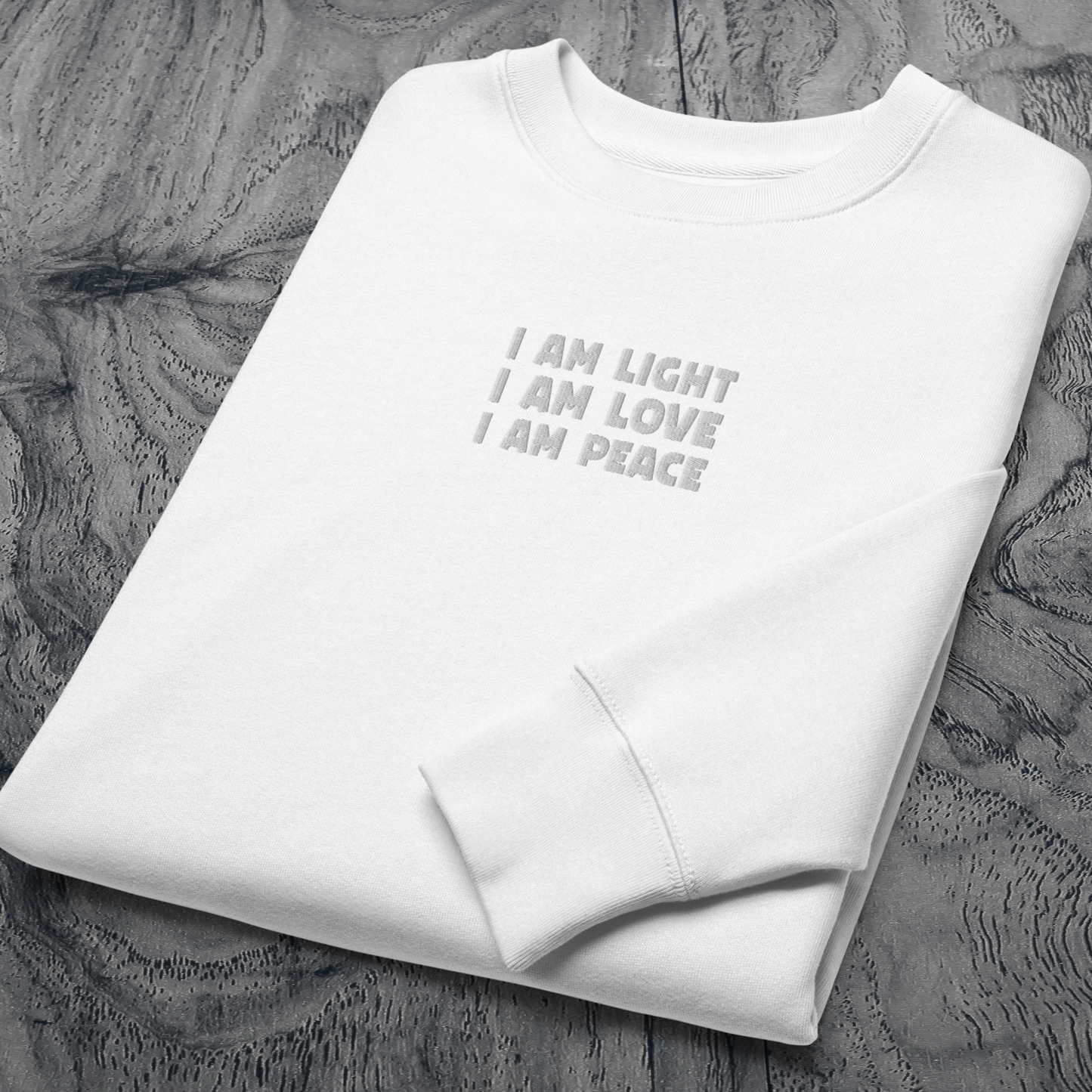 Unisex Eco Manifesto "I am Love, I am Light, I am Peace" Hoodie with Embroidery - Law of Attraction, Organic Cotton &amp; Fair Trade │ Caccao