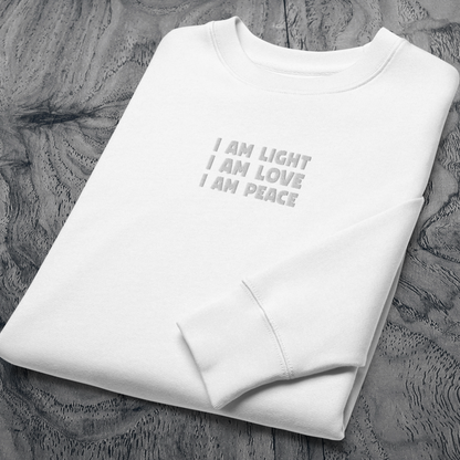 Unisex Eco Manifesto "I am Love, I am Light, I am Peace" Hoodie with Embroidery - Law of Attraction, Organic Cotton &amp; Fair Trade │ Caccao