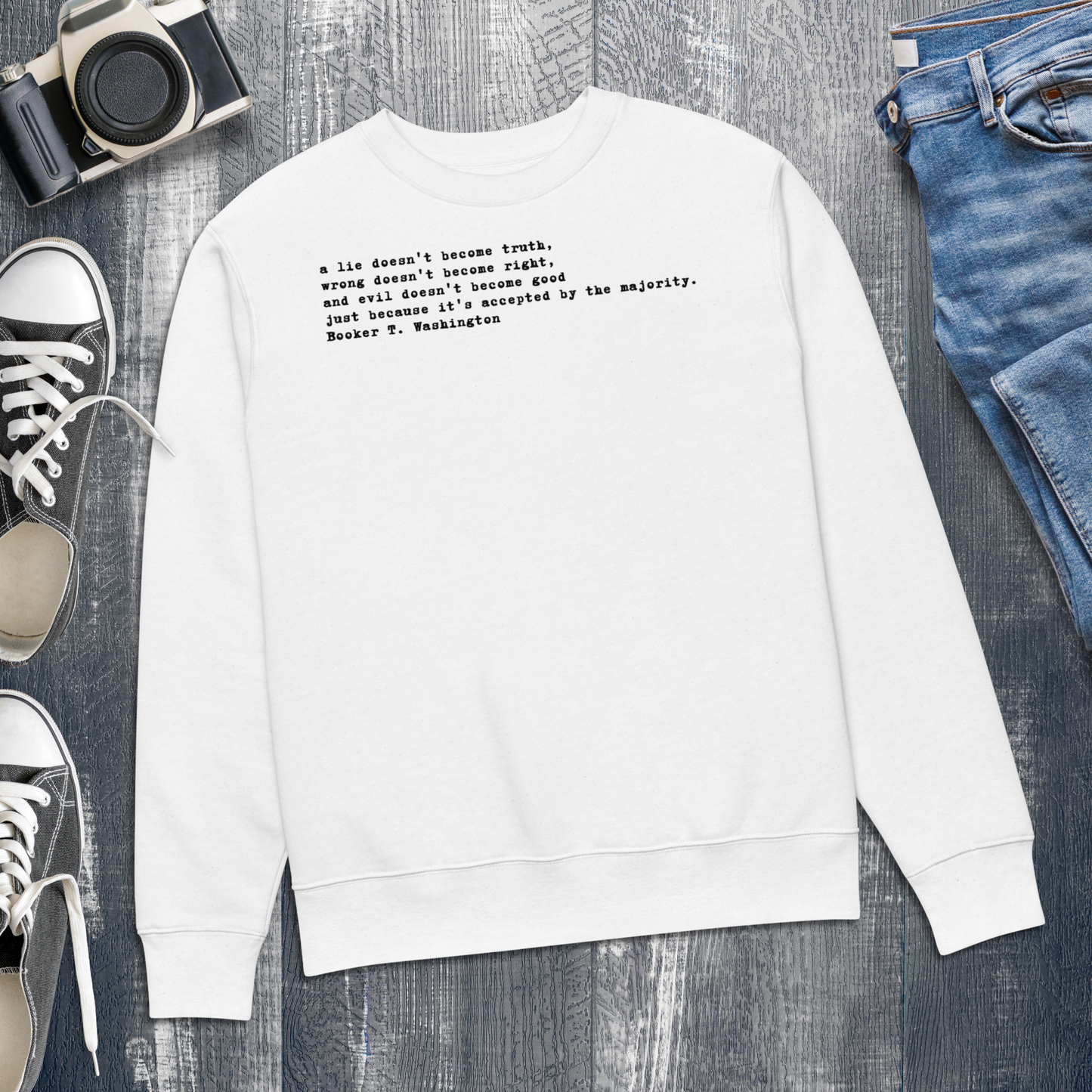 Unisex Prémiová Minimalistická Quote Mikina bez Kapuce - Hlubokomyslná, Pravdivá a Inspirativní │ Caccao
