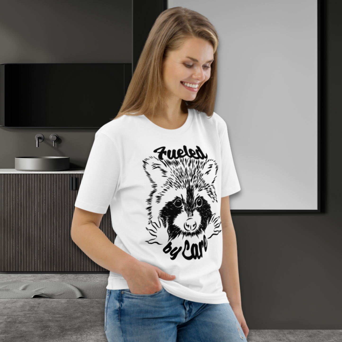 Sustainable Cotton Fair Trade "Fueled by Care" T-Shirt in Certified Slow Fashion, Vegan, Premium Quality │ Caccao 