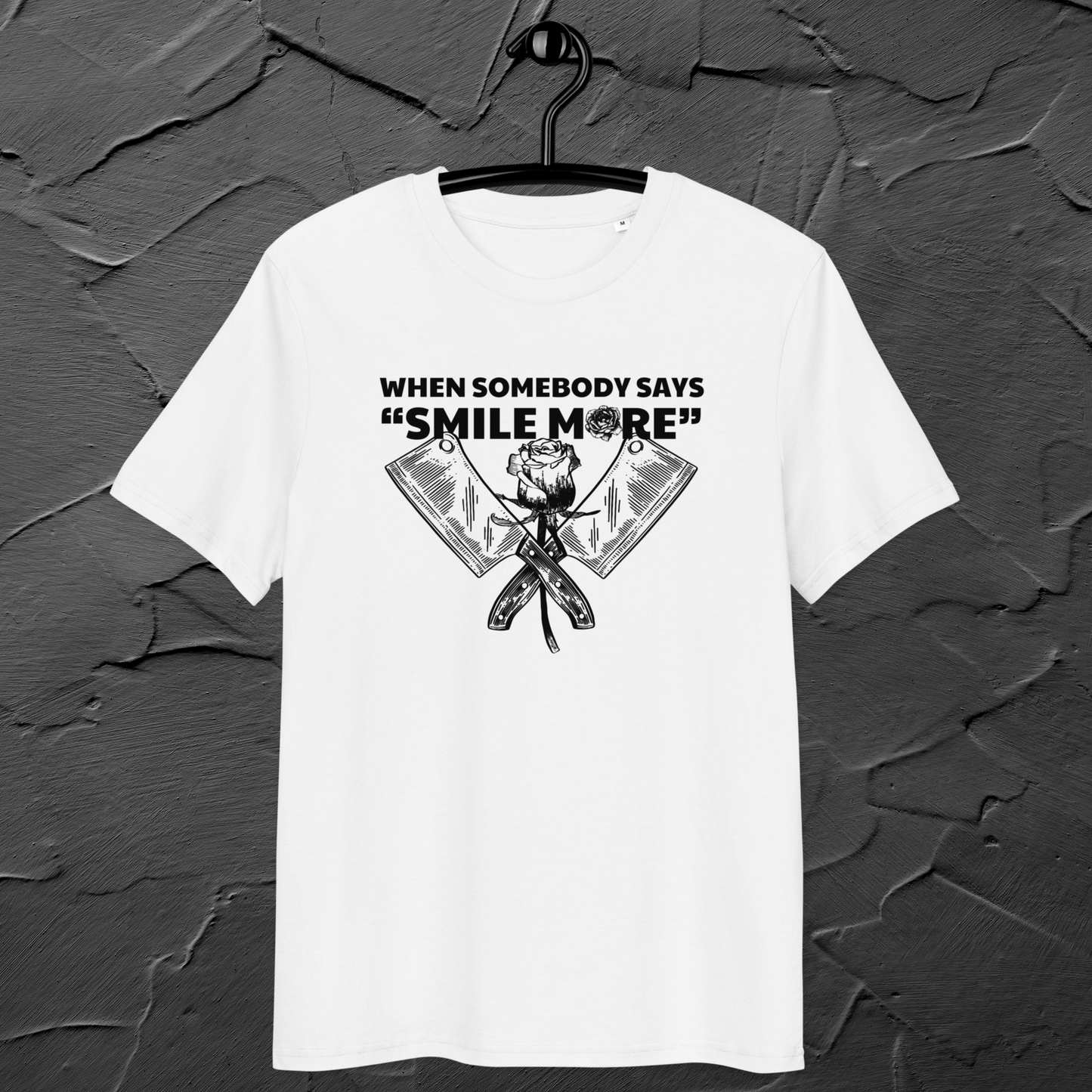Fem Rage Ecological "Smile More" Organic Cotton T-Shirt in Fair Trade, Slow &amp; Circular Fashion and Vegan Principle │ Caccao