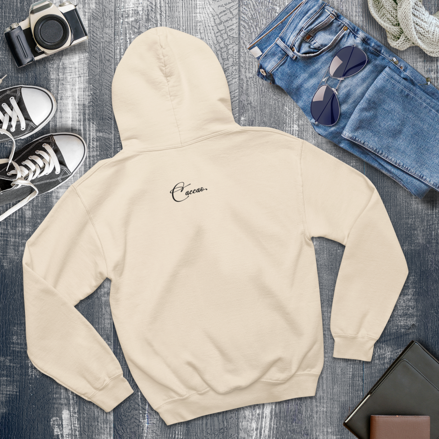 Unisex Ecological Hoodie 'Be the Reason' Organic Cotton Sweatshirt with Bee and Kindness Motif in Top Certified Quality│ Caccao