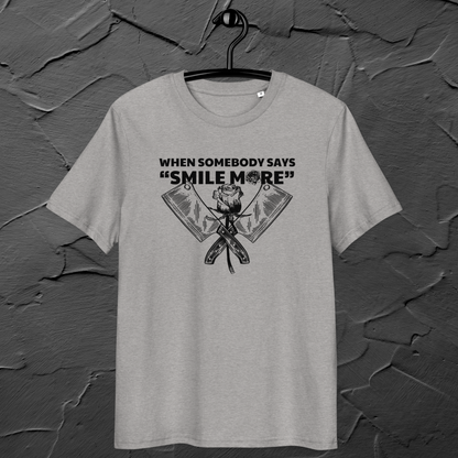 Fem Rage Ecological "Smile More" Organic Cotton T-Shirt in Fair Trade, Slow &amp; Circular Fashion and Vegan Principle │ Caccao