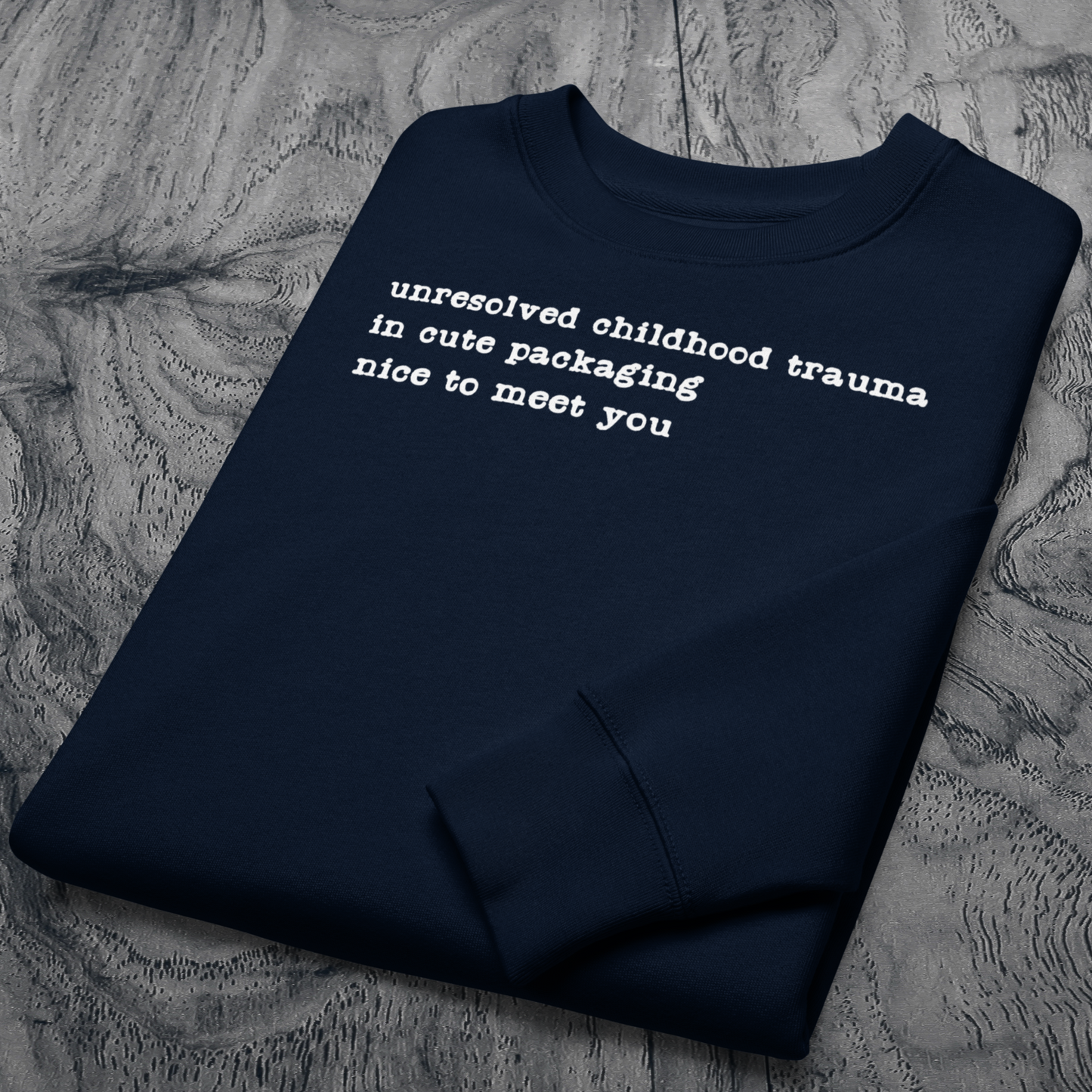 Unisex Vegan Certified Sweatshirt "Dark Humor on Childhood Trauma" from Organic Cotton │ Cacao