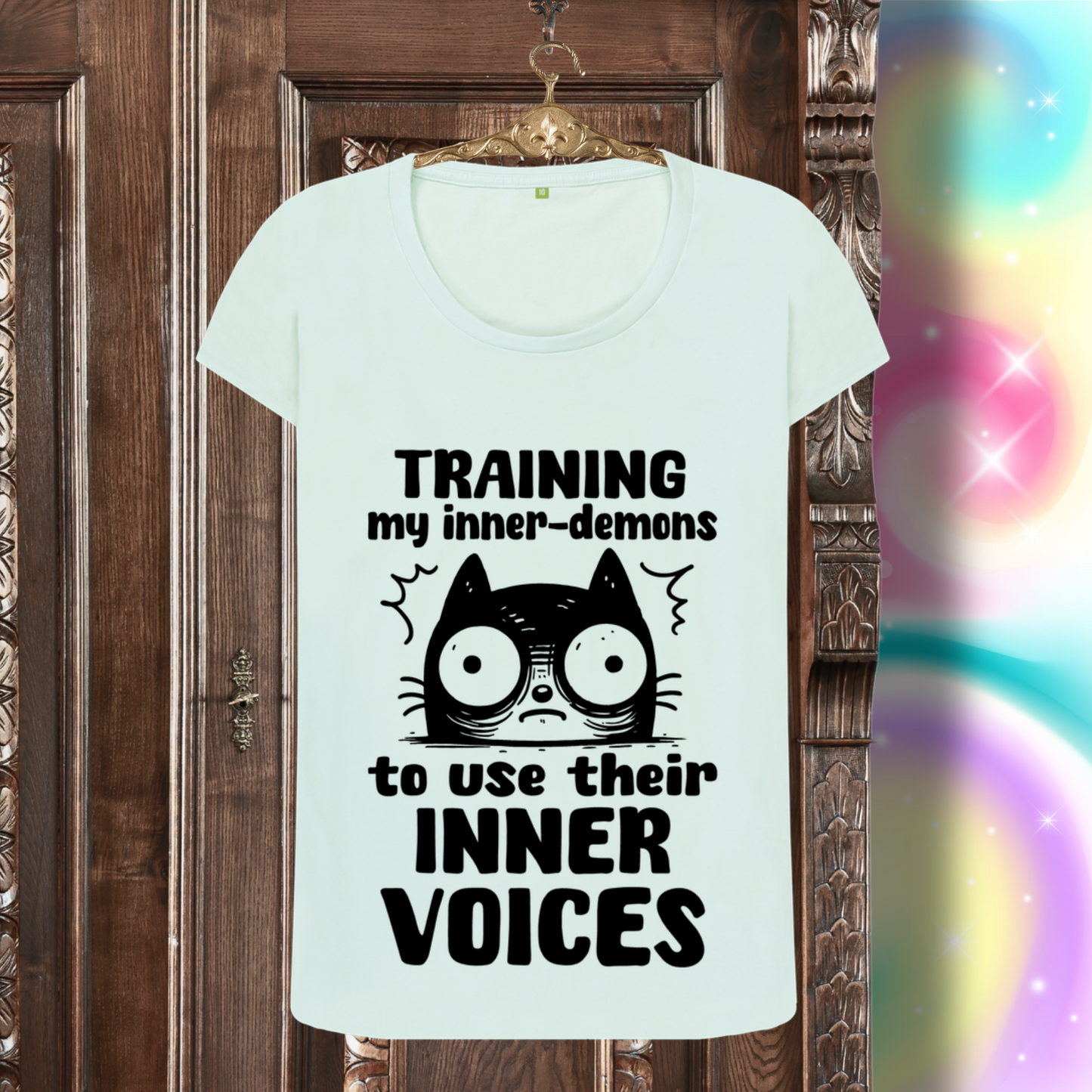 Women's Mental Health Awareness "Training my inner denons..." Elegant 'Bodysuit' T-Shirt in Premium, Certified Quality │ Caccao