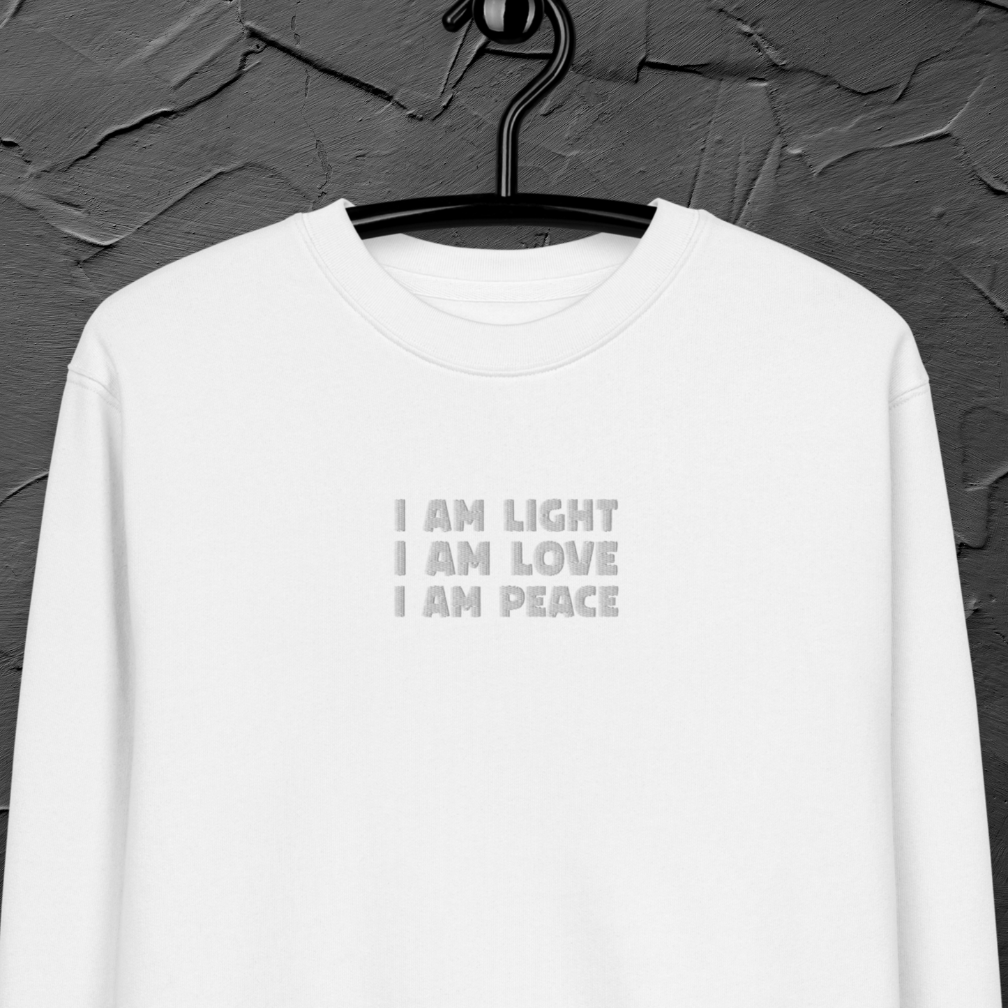 Unisex Eco Manifesto "I am Love, I am Light, I am Peace" Hoodie with Embroidery - Law of Attraction, Organic Cotton &amp; Fair Trade │ Caccao