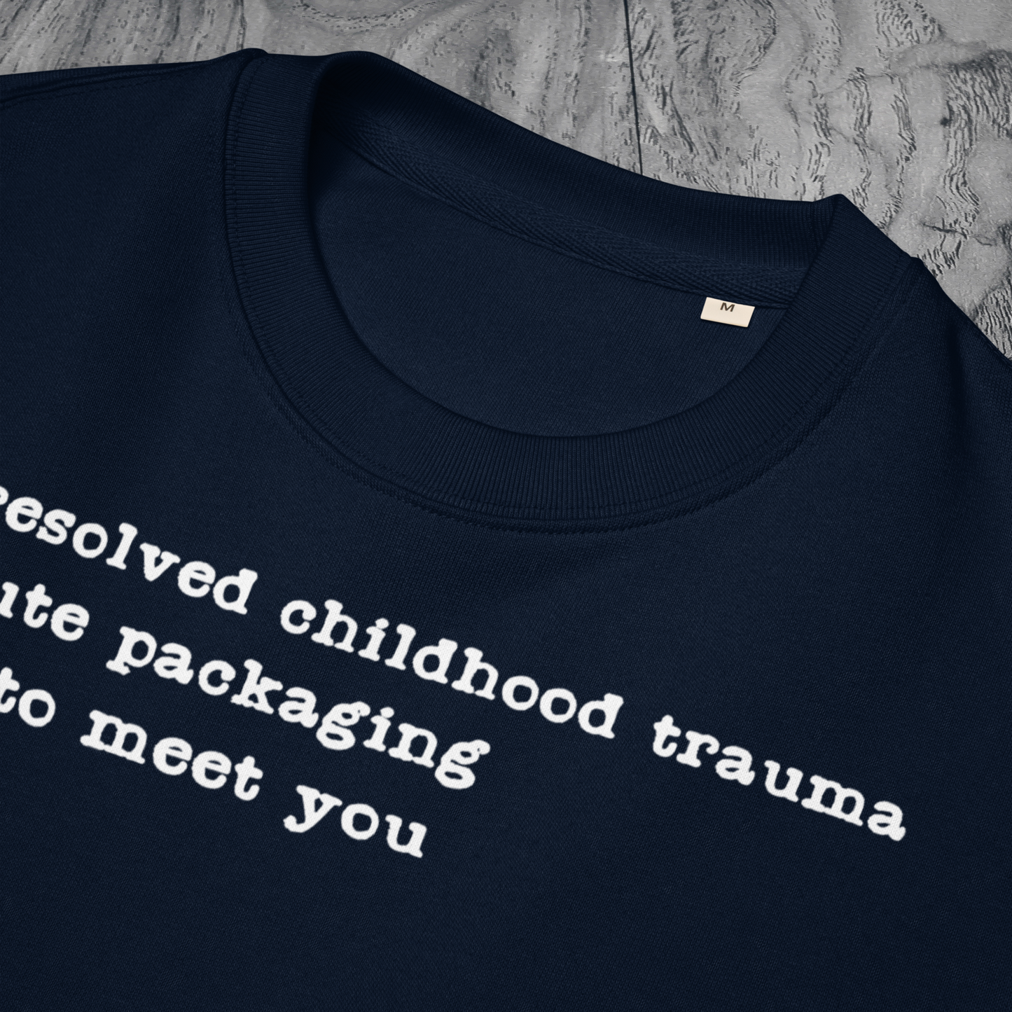 Unisex Vegan Certified Sweatshirt "Dark Humor on Childhood Trauma" from Organic Cotton │ Cacao