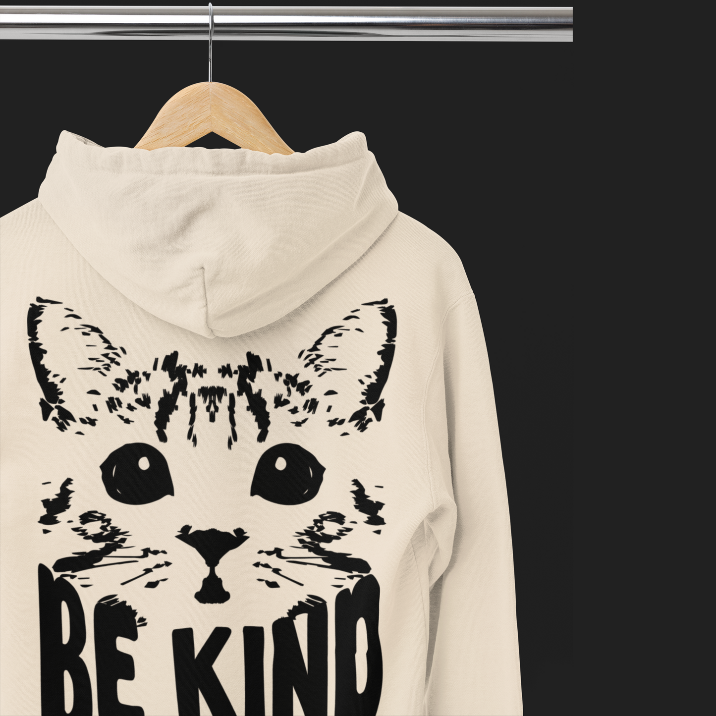 Unisex Vegan "Be Kind" Hoodie Made of Organic Cotton in Premium Fair Trade Quality: Kindness Has a Cat Face⎜Caccao