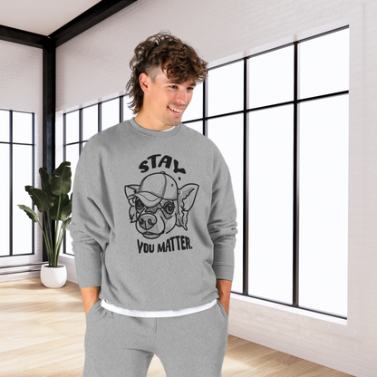 Uni Oversized Green "Stay. You Matter." Organic Cotton Sweatshirt in Certified Fair Trade &amp; Renewable Quality⎜Caccao