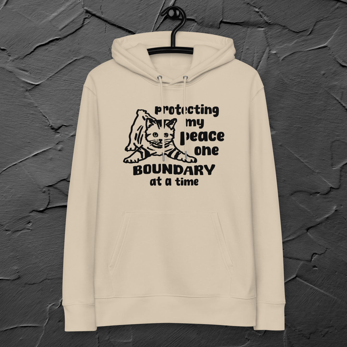 Inner Peace in Style: Mental Hygiene "Boundaries" Hoodie with Cute Kitten Made of Organic Cotton │ Caccao