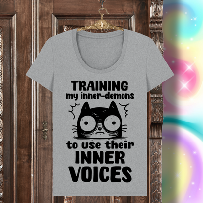 Women's Mental Health Awareness "Training my inner denons..." Elegant 'Bodysuit' T-Shirt in Premium, Certified Quality │ Caccao