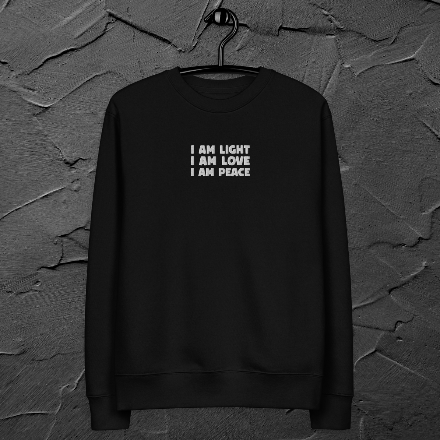 Unisex Eco Manifesto "I am Love, I am Light, I am Peace" Hoodie with Embroidery - Law of Attraction, Organic Cotton &amp; Fair Trade │ Caccao