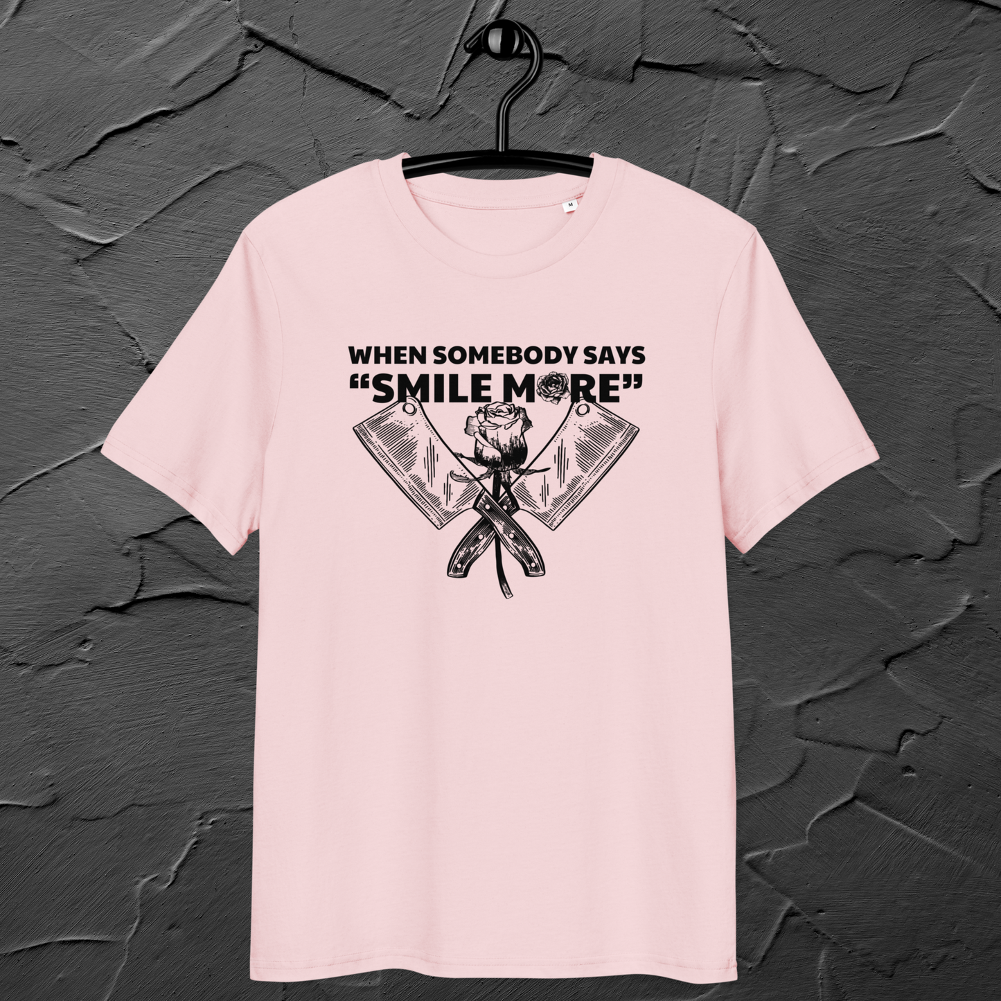 Fem Rage Ecological "Smile More" Organic Cotton T-Shirt in Fair Trade, Slow &amp; Circular Fashion and Vegan Principle │ Caccao