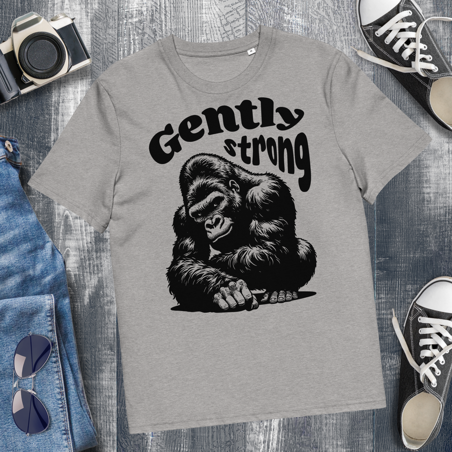 Eco Vegan Fair Trade "Gently Strong" Organic Cotton T-Shirt with Premium Certified Quality │ Caccao