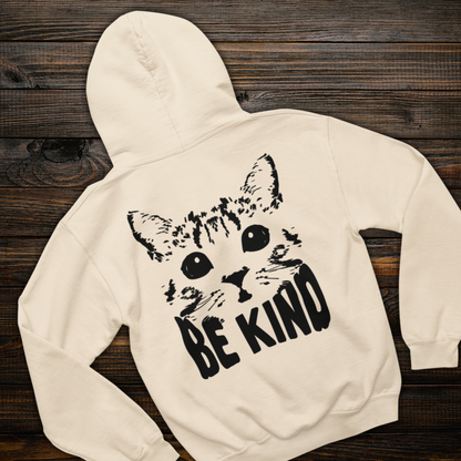 Unisex Vegan "Be Kind" Hoodie Made of Organic Cotton in Premium Fair Trade Quality: Kindness Has a Cat Face⎜Caccao