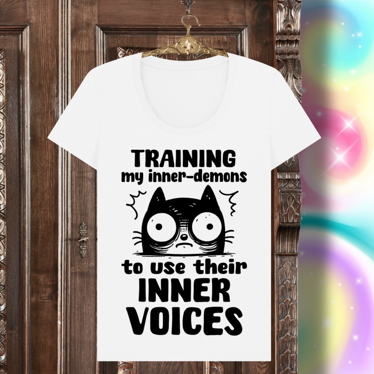 Women's Mental Health Awareness "Training my inner denons..." Elegant 'Bodysuit' T-Shirt in Premium, Certified Quality │ Caccao