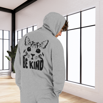Unisex Vegan "Be Kind" Hoodie Made of Organic Cotton in Premium Fair Trade Quality: Kindness Has a Cat Face⎜Caccao