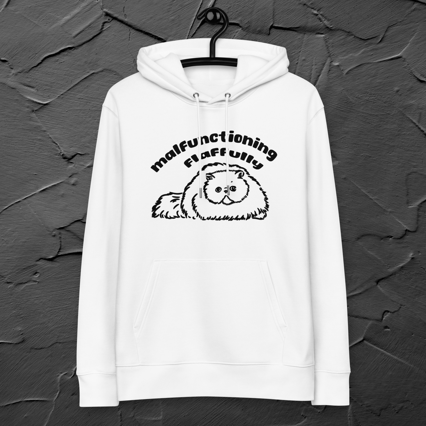 Unisex Oversize Vegan "Flaffully" Organic Cotton Sweatshirt with Funny Persian Cat Motif and Sustainable Message⎜Caccao