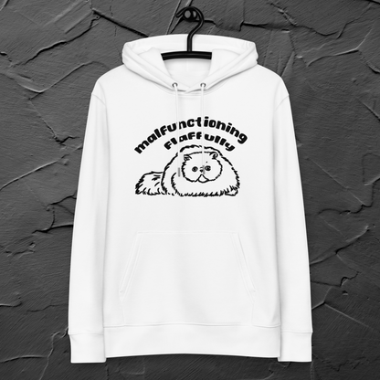 Unisex Oversize Vegan "Flaffully" Organic Cotton Sweatshirt with Funny Persian Cat Motif and Sustainable Message⎜Caccao