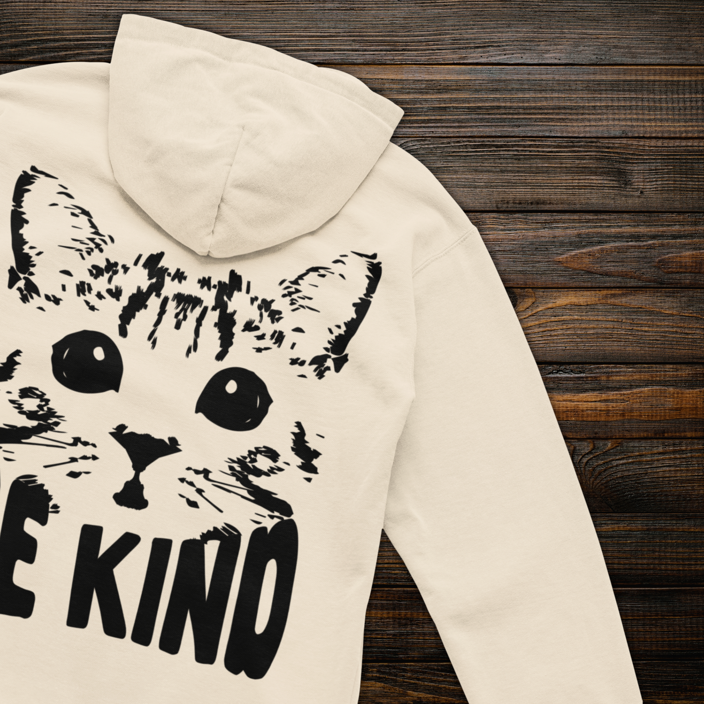 Unisex Vegan "Be Kind" Hoodie Made of Organic Cotton in Premium Fair Trade Quality: Kindness Has a Cat Face⎜Caccao