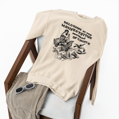 Unisex Funny Vintage "Delusion is my Manifestation Method of Choice" Organic Cotton Hoodie │ Caccao