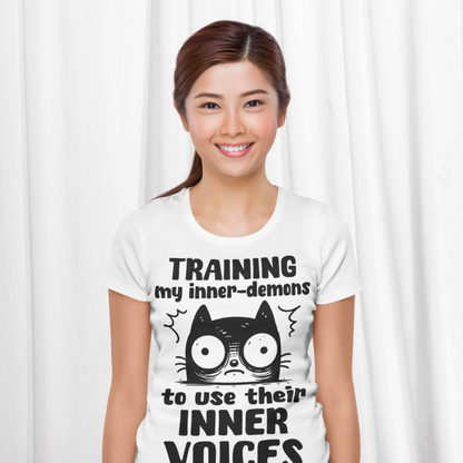 Women's Mental Health Awareness "Training my inner denons..." Elegant 'Bodysuit' T-Shirt in Premium, Certified Quality │ Caccao
