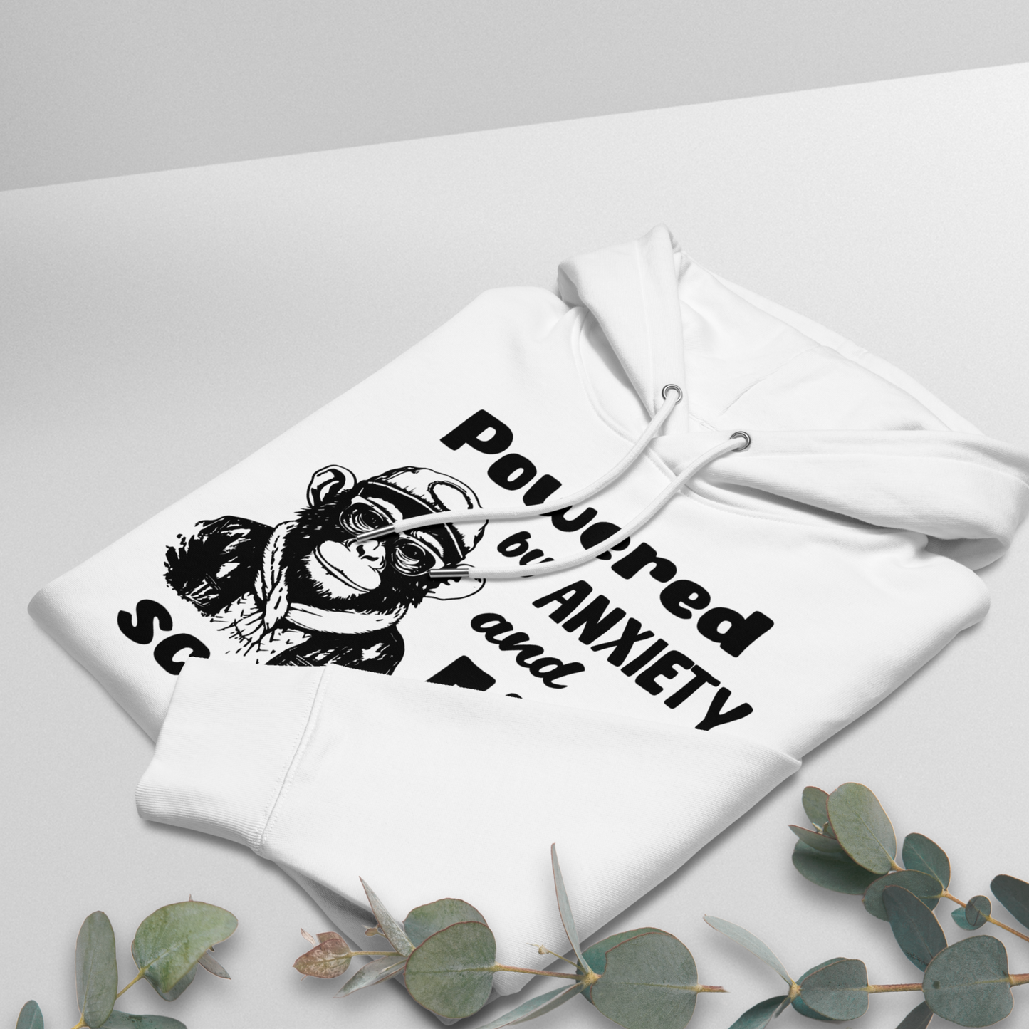 Eco Organic Vegan Monkey Anxiety Hoodie – Funny Design for Stylish Self-Awareness