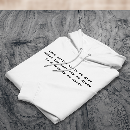 Common Roots, Shared Difference: Poetic 100% Organic Cotton Vegan Hoodie with a Message⎜Caccao