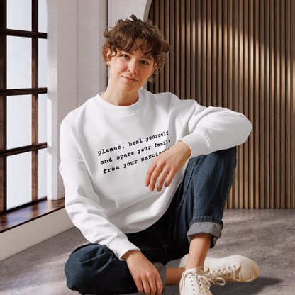 Unisex '..Spare your Family from your Narcissism' Eco Hoodie - Quality, Minimalist and Honest │ Caccao
