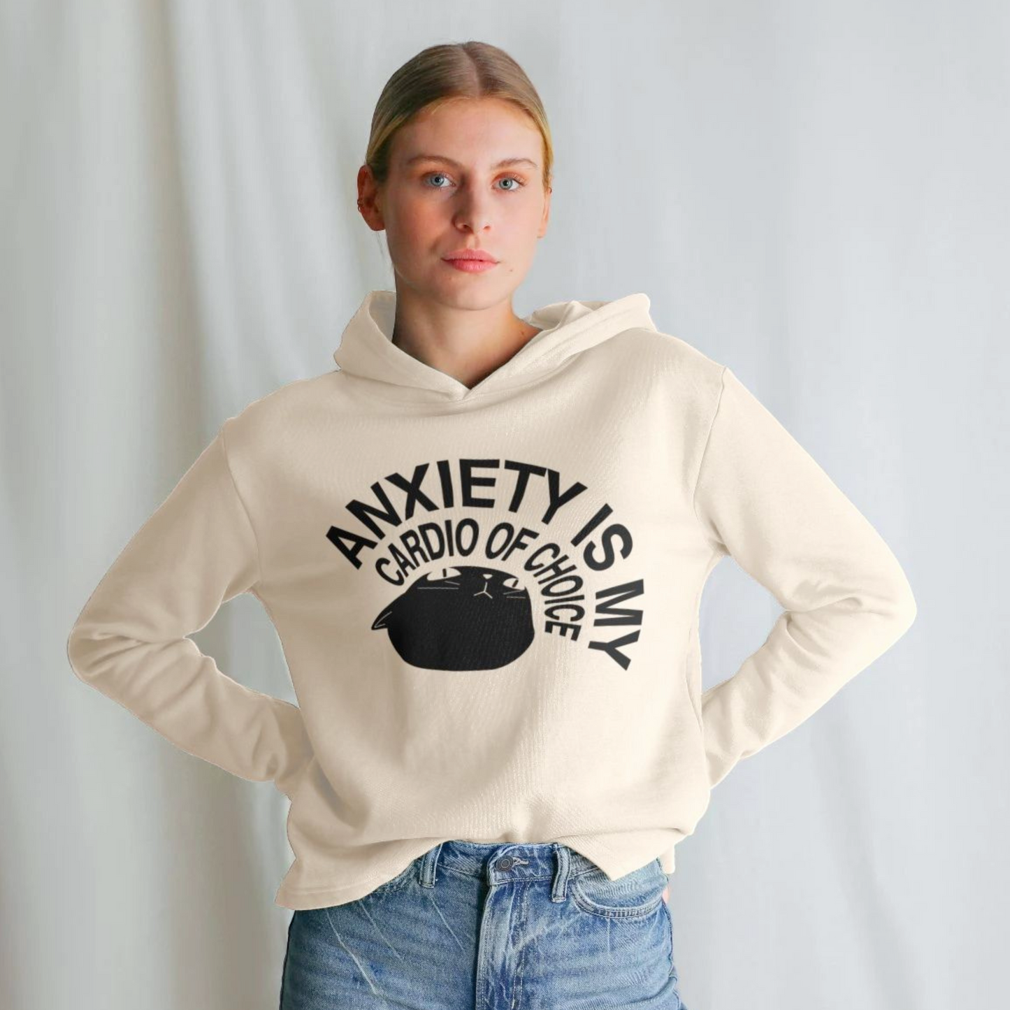 Anxiety is my Cardio of Choice - Hoodie Sweatshirt in Loose Fit and Top Quality │ Caccao
