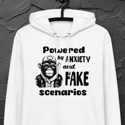 Eco Organic Vegan Monkey Anxiety Hoodie – Funny Design for Stylish Self-Awareness