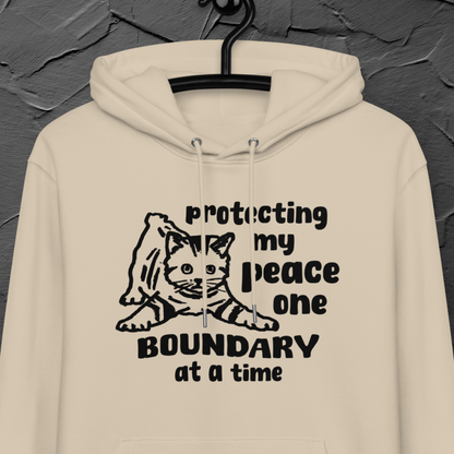 Inner Peace in Style: Mental Hygiene "Boundaries" Hoodie with Cute Kitten Made of Organic Cotton │ Caccao